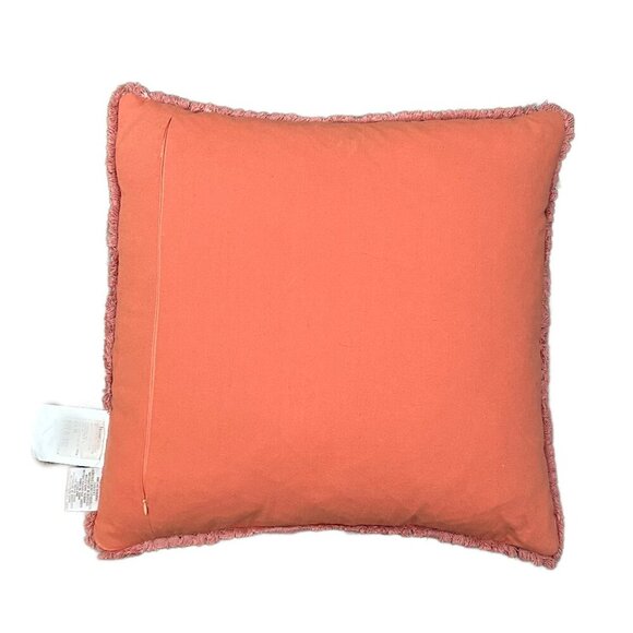 ENVOGUE Linen Embroidered Floral Boho Pillow Case Coral/Dusty Rose/Cream/Grey - Picture 2 of 3